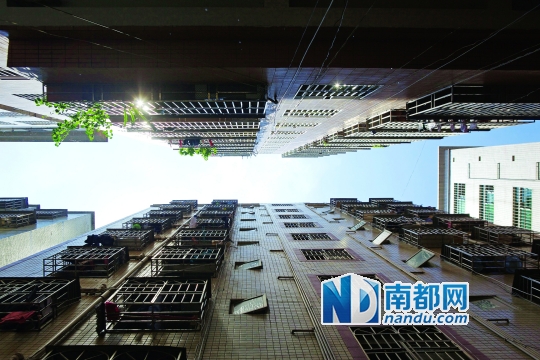 龍華民治水尾三區39棟，緻命砧闆就(jiù)是(shì)從這(zhè)棟樓的(de)防盜網掉落的(de)。居民稱當地(dì / de)高空墜物頻發，上(shàng)月有棟樓也(yě)曾掉砧闆。南都記者 王子(zǐ)榮 攝