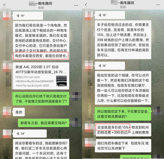 與優信線上(shàng)銷售溝通看車事宜